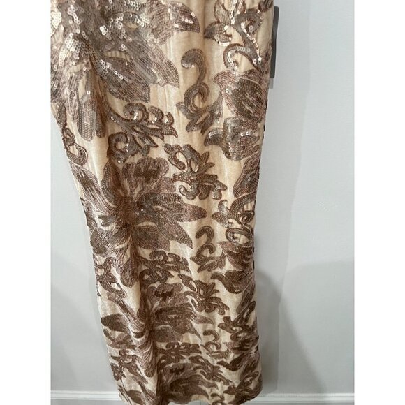 New Lulus Size S Love to You Blush Sequin Velvet Maxi Gown Velour Mermaid Dress - Picture 14 of 14